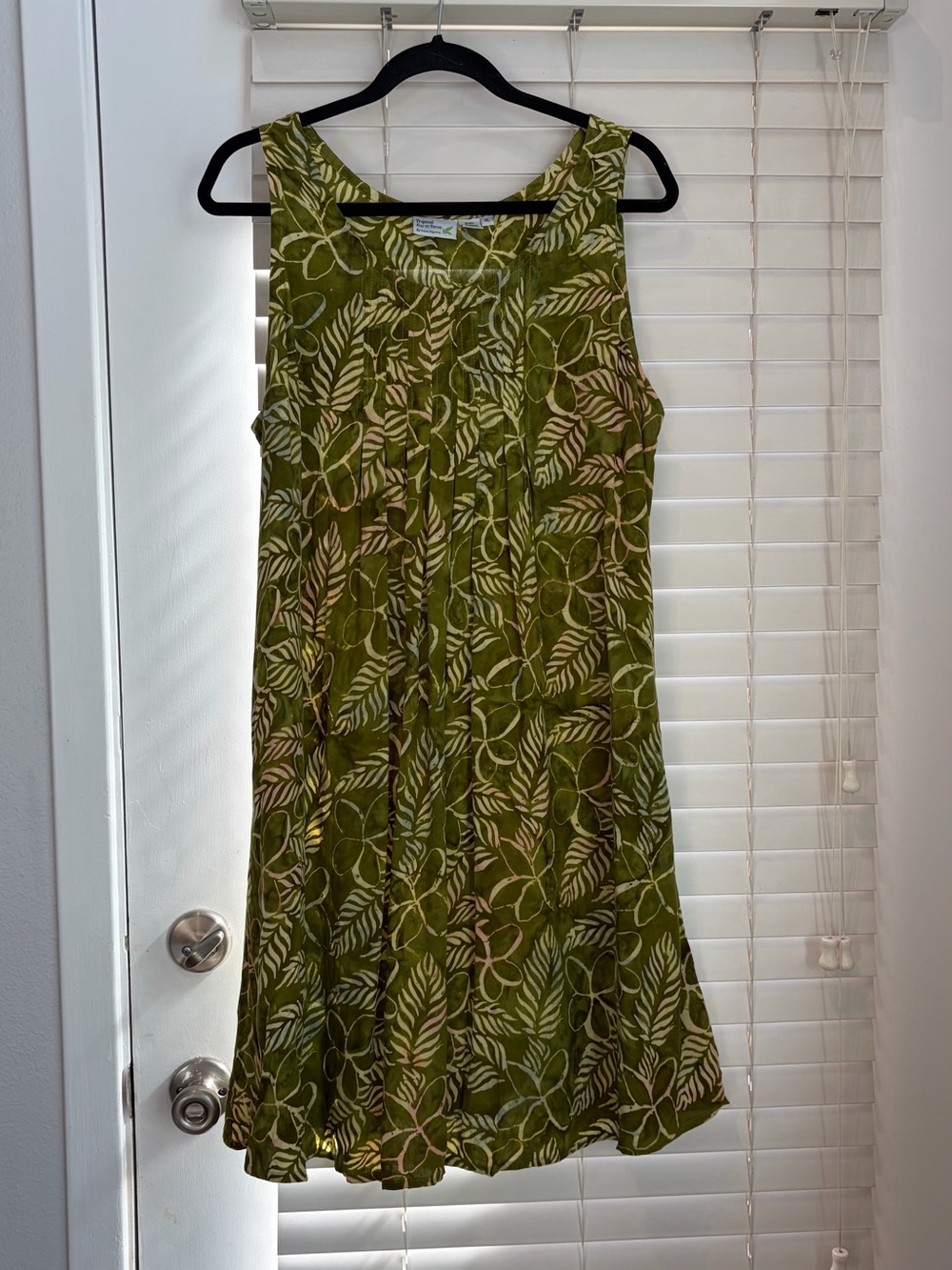 Vintage 90s Tropical Earth Tones Batik Rayon Sundress XL